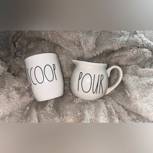 Rae Dunn White Ceramic Scoop and Pour Set